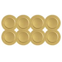 Kit 8 Sousplat De Chá Dourado 25Cm Diâmetro Rafimex