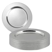 Kit 8 Sousplat Redondo Mesa Posta Jantar Em Aço Inox Prateado 32cm