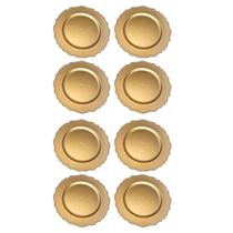 Kit 8 Sousplat Trançado Dourado Redondo 33cm Kit 8 Sousplat Trançado Dourado Redondo 33cm