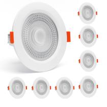 Kit 8 Spot LED Branco Frio 6500K 7W Embutir Redondo Bivolt Iluminação Direcionável