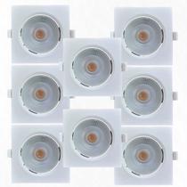 Kit 8 Spots Led Embutir Avant 5W 6500K Bivolt Luz Branca - Quadrado