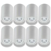 Kit 8 Spots Luminária de Sobrepor Redondo Alto Branco Dital Zoom Termoplástico Lâmpada Mr16 Kit 8 Spots Luminária de Sobrepor Redondo Alto Branco Dital Zoom Termoplástico Lâmpada Mr16