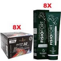 Kit 8 Super Gel 30 Ervas 250g + 8 Pomada FisioFort 150g