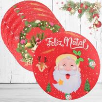Kit 8 Suplat Redondo Para Mesa de Natal Noel Vermelho