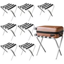 Kit 8 Suporte De Mala Alumínio Para Hotel Pousada Bagagem Maleiro Dobrável - AMZ Kit 8 Suporte De Mala Alumínio Para Hotel Pousada Bagagem Maleiro Dobrável - AMZ