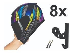 Kit 8 Suporte De Parede Para Capacete Com Gancho Amarelo Kit 8 Suporte De Parede Para Capacete Com Gancho Amarelo