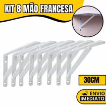 Kit 8 Suporte Mão Francesa Para Sustentar Prateleira 30cm
