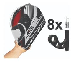 Kit 8 Suportes De Parede Para Capacetes Azul Kit 8 Suportes De Parede Para Capacetes Azul