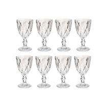 Kit 8 Taça Diamante Bico De Jaca Vidro Transparente 300ml