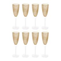 Kit 8 Taças para Espumante Champanhe de Vidro Orquídea Âmbar 200ml Wolff