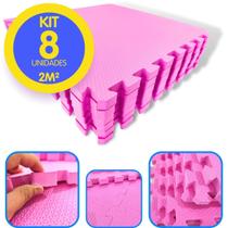 Kit 8 Tapete Infantil EVA Estilo Piso Tatame 50x50cm 20mm ( 2m²) Grosso Emborrachado Crianças Bebes Academia Exercícios c/ Encaixe + Bordas Acabamento