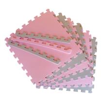 Kit 8 Tatame Tapete EVA Rosa Claro e Cinza 50x50x1cm 10mm