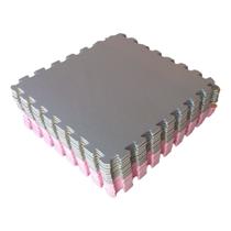 Kit 8 Tatame Tapete EVA Rosa Claro e Cinza 50x50x2cm 20mm