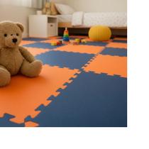 Kit 8 Tatames Tapetes EVA 50x50x1cm AZUL MARINHO e LARANJA Kit 8 Tatames Tapetes EVA 50x50x1cm AZUL MARINHO e LARANJA
