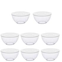 Kit 8 Tigela Bowl 1,8 Lts Transparente 20x10 Cm Com Tampa Kit 8 Tigela Bowl 1,8 Lts Transparente 20x10 Cm Com Tampa