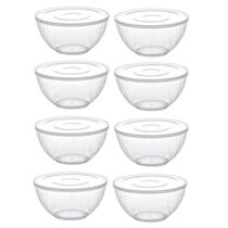 Kit 8 Tigelas Bowl 2,4 Lts Transparente 22,5x11Cm Com Tampa - Paramount