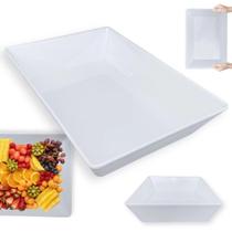 Kit 8 Tigelas de 35 Cm Retangular Funda para Buffet Restaurante Profissional Melamina Premium Branca Bestfer