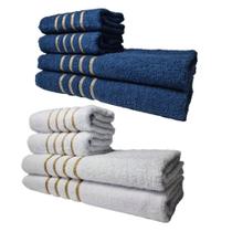 Kit 8 Toalhas Grandes Montreal 4 Banhos 4 Rostos Azul+branco Kit 8 Toalhas Grandes Montreal 4 Banhos 4 Rostos Azul+branco