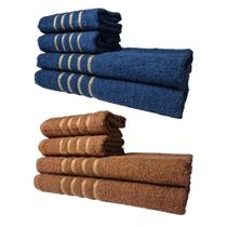 Kit 8 Toalhas Grandes Montreal 4 Banhos 4 Rostos Azul+marrom