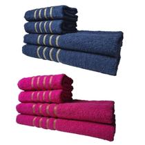 Kit 8 Toalhas Grandes Montreal 4 Banhos 4 Rostos Azul+Rosa