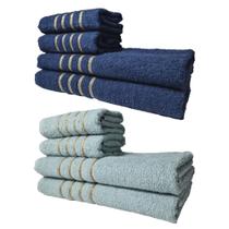 Kit 8 Toalhas Grandes Montreal 4 Banhos 4 Rostos Azul+Verde claro Kit 8 Toalhas Grandes Montreal 4 Banhos 4 Rostos Azul+Verde claro