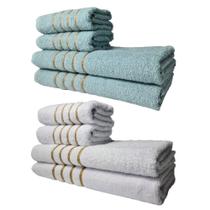 Kit 8 Toalhas Grandes Montreal 4 Banhos 4 Rostos Verde+branco Kit 8 Toalhas Grandes Montreal 4 Banhos 4 Rostos Verde+branco