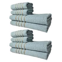 Kit 8 Toalhas Grandes Montreal 4 Banhos 4 Rostos Verde claro