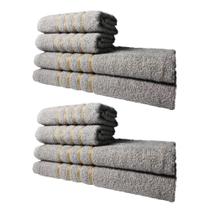 Kit 8 Toalhas Grossas E Grandes Dubai 4 Banhos 4 Rostos Cinza