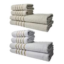 Kit 8 Toalhas Grossas e Grandes Montreal 4 Banhos 4 Rostos Bege+Branco Kit 8 Toalhas Grossas e Grandes Montreal 4 Banhos 4 Rostos Bege+Branco
