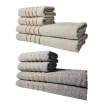 Kit 8 Toalhas Grossas E Grandes Montreal 4 Banhos 4 Rostos Bege+cinza Kit 8 Toalhas Grossas E Grandes Montreal 4 Banhos 4 Rostos Bege+cinza