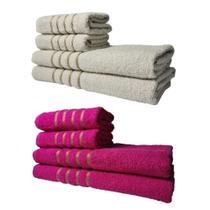 Kit 8 Toalhas Grossas e Grandes Montreal 4 Banhos 4 Rostos Bege+Rosa