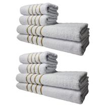 Kit 8 Toalhas Grossas e Grandes Montreal 4 Banhos 4 Rostos Branco