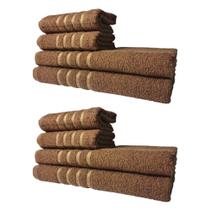 Kit 8 Toalhas Grossas e Grandes Montreal 4 Banhos 4 Rostos Marrom Kit 2un