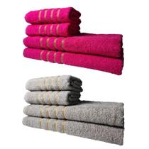Kit 8 Toalhas Grossas E Grandes Montreal 4 Banhos 4 Rostos Rosa+cinza Kit 8 Toalhas Grossas E Grandes Montreal 4 Banhos 4 Rostos Rosa+cinza