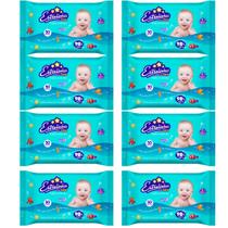 Kit 8 Toalhas Umedecidas Estrelinhas 50 folhas 20x12 cm