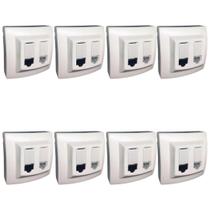 Kit 8 Tomada Sobrepor Rj45 + Rj11 Cat6 Branca Pial 675049