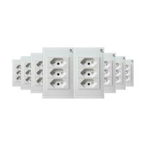 Kit 8 Tomada Tripla 3 Entradas 2p+t 10/20 Branco Temperado Kit 8 Tomada Tripla 3 Entradas 2p+t 10/20 Branco Temperado