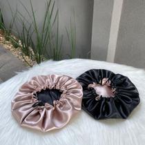 Kit 8 Toucas de Cetim Antifrizz Dupla Face Ajustável + 8 Xuxinhas