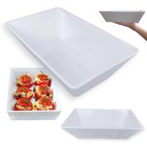 Kit 8 Travessas 25 Cm Retangulares Fundas para Buffet Restaurante Profissional Melamina Premium Branca Bestfer