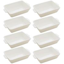 Kit 8 Travessas Refratários de Porcelana 23,5x15cm Assadeira