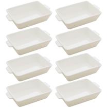Kit 8 Travessas Refratários de Porcelana 23,5x15cm Assadeira