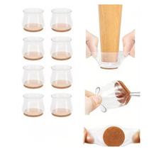 Kit 8 un Protetores para Pés de Móveis Silicone Feltro Cor:Branco
