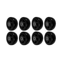 Kit 8 un roda pvc preto 4 pol 100kg p/ rodízio