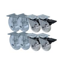 Kit 8 un roda rodízio fixo e giratório freio gel 1,3/8" 40mm Kit 8 un roda rodízio fixo e giratório freio gel 1,3/8" 40mm