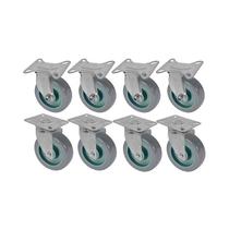 Kit 8 un roda rodízio fixo e giratório pvc bp 2 pol 50mm