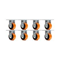 Kit 8 un roda rodízio fixo poliuretano moldado ferro pu 6 po