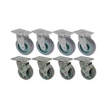 Kit 8 un roda rodízio giratório freio pvc bp 2 pol 50mm