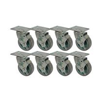 Kit 8 un roda rodízio giratório freio pvc bp 3 pol 75mm