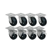 Kit 8 un roda rodízio giratório freio trava borracha 6 poleg