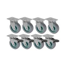 Kit 8 un roda rodízio giratório freio trava pvc bp 3 po 75mm
